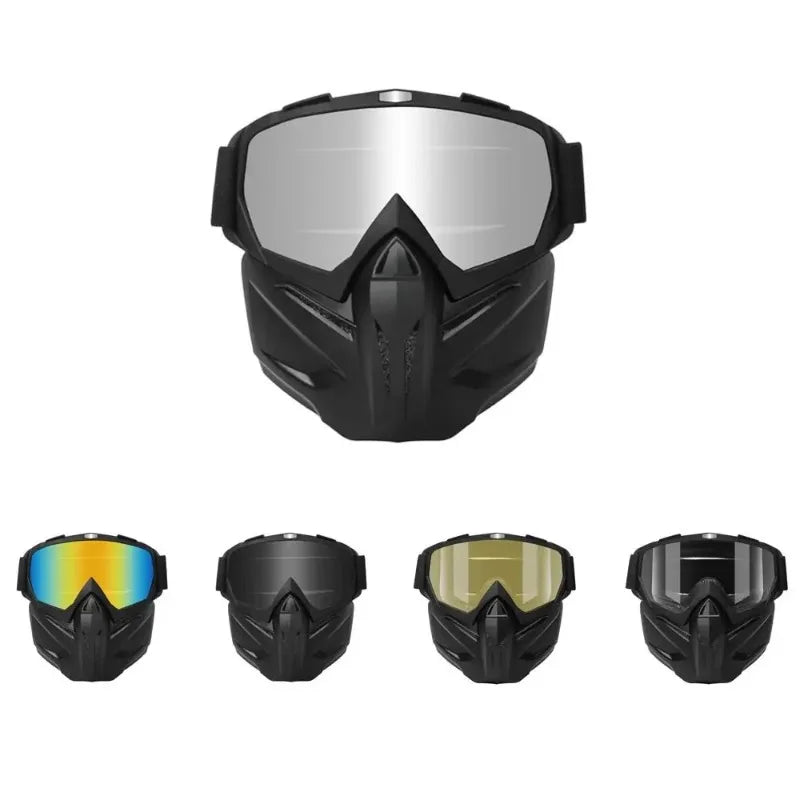 Vintage Motorcycle Helmet Mask Anti-Explosion Windproof Breathable Dustproof Riding Face Shield for Bikers Qme
