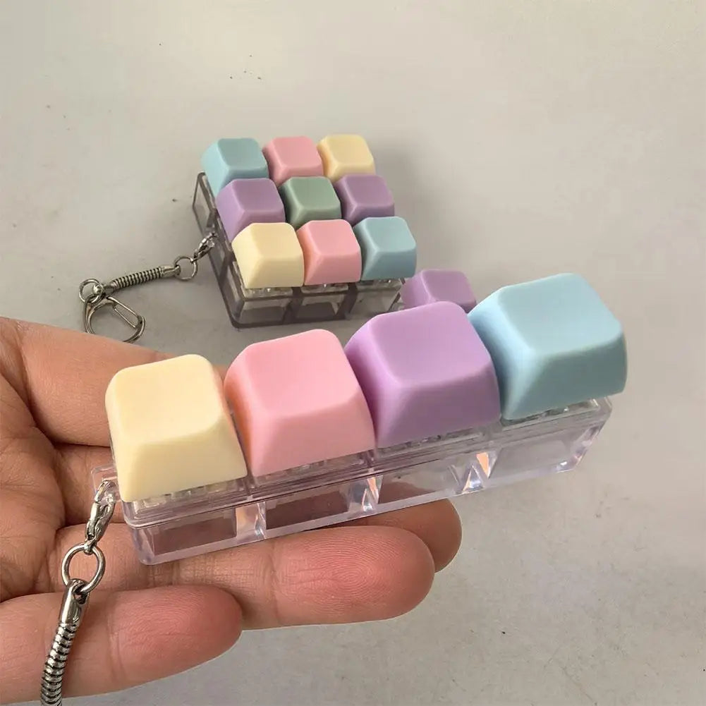Keyboard Caps Toy Press Stress Relief Fidget Button Key Caps Fidget Keychain Keyboard Keychain Toys Finger Keyboard Key Toy Qme