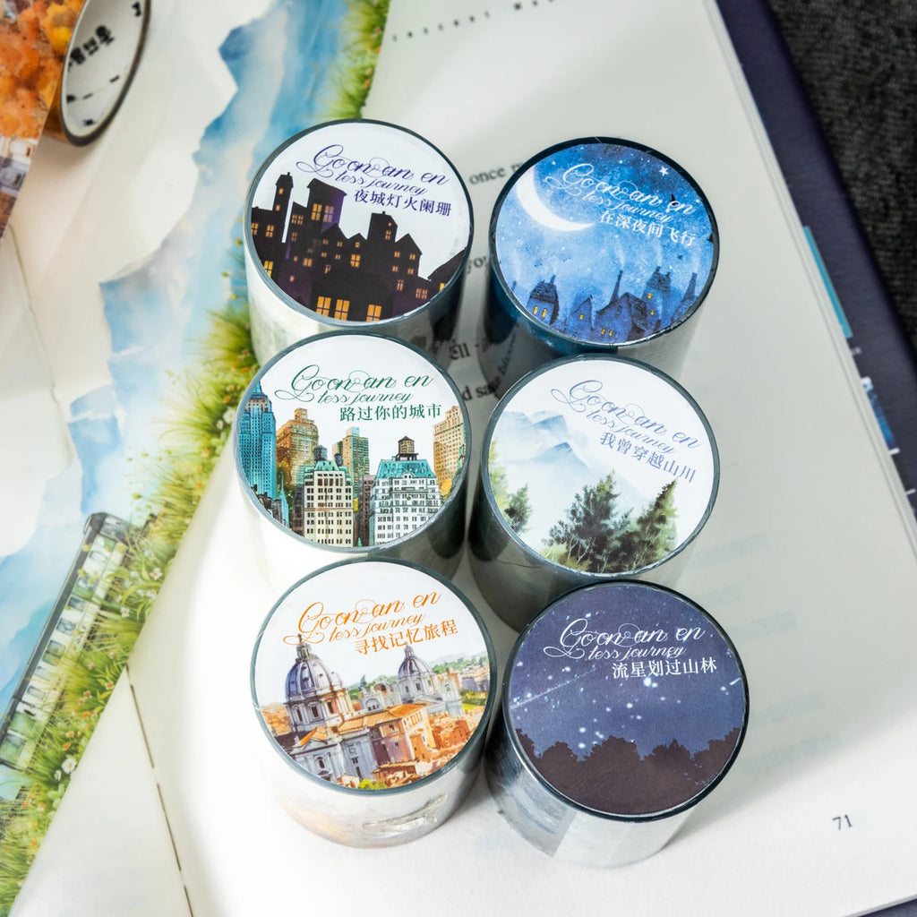2m Romantic Journey Washi Tape for Card DIY Scrapbooking Adhesives Supplies Handbook Planner Decorative Sticker Masking Tapes Qme