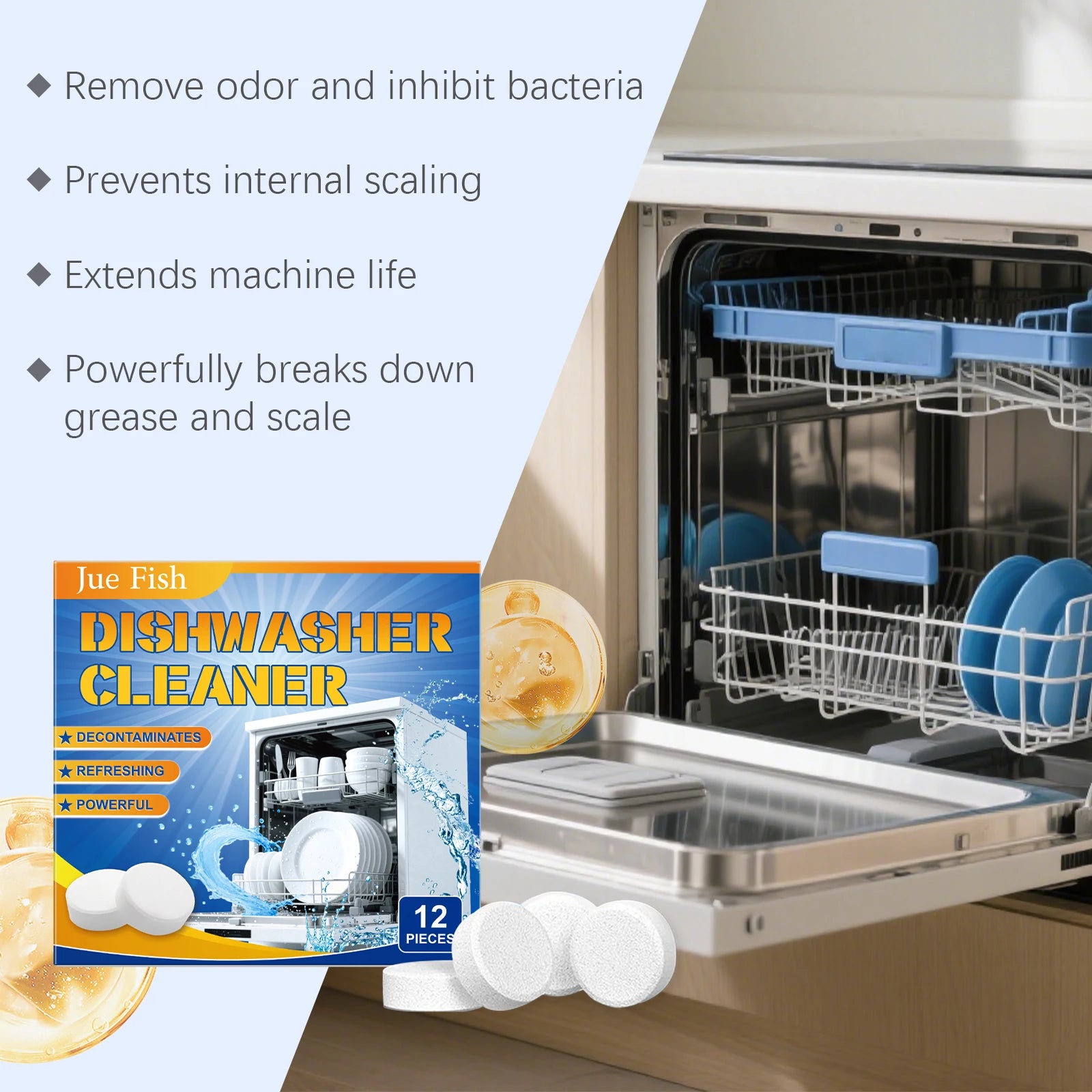 Dishwasher Cleaner Quickly Dissolving Oil Stain Reduce Odors Effectively Inhibit Bacterial Growth Remove Scale Detergent Tablets Qme