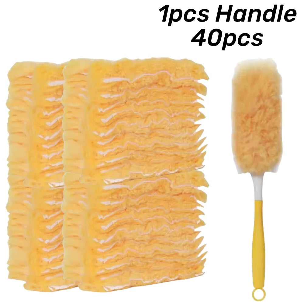 Double Sided 360 ° Electrostatic Precipitator for Household Clean Ceiling Corner Dust Spider Web Replaceable Dust Removal Cloth Qme Yellow Set 4