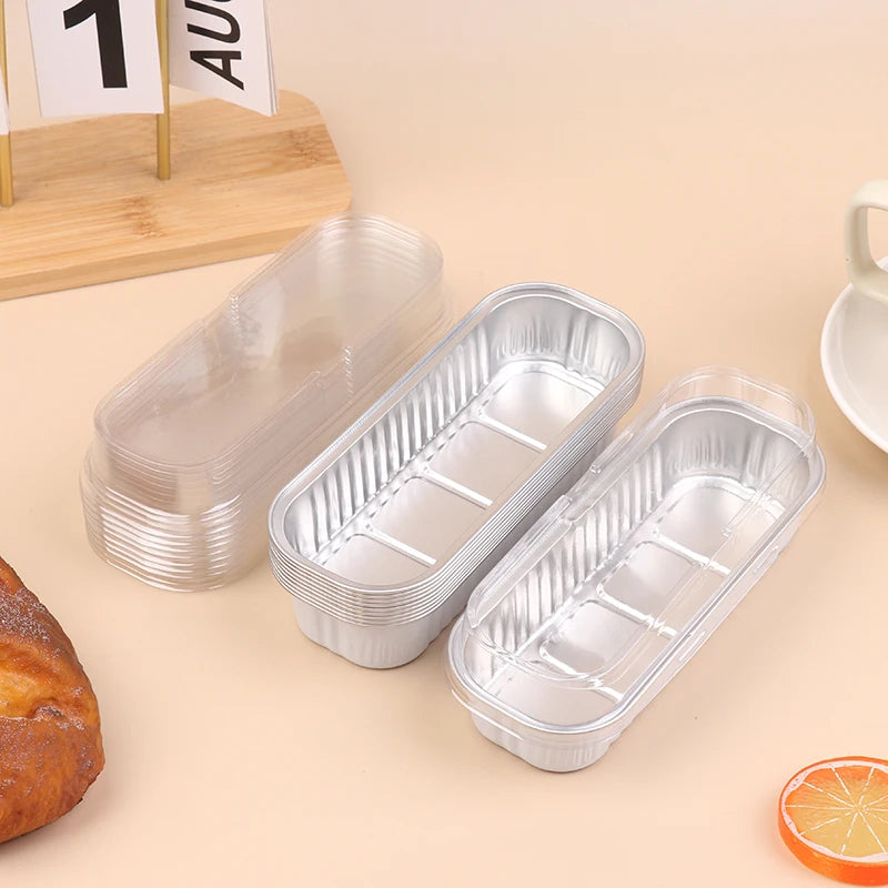 Mini Loaf Baking Pans Lids Rectangle Aluminum Foil Box Cake Pan Qme White