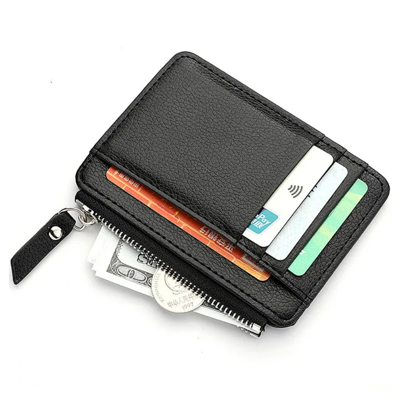 Hot-selling Lychee Pattern Zipper Card Bag Multifunctional Thin Small Qme