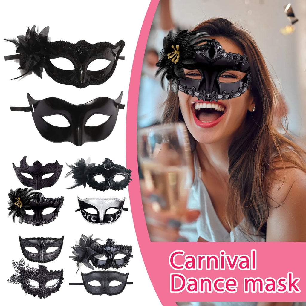 Black Series Masquerade Masks for Couples Lace Masks Party Venetian Christmas Mardi Gras Mask Set Cosplay Costume Accessory Qme