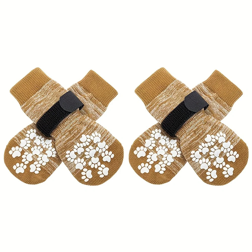 4PCS Pet Shoes, Dog's Foot Covers, Adjustable Indoor And Outdoor Non-Slip Socks For Pets. Qme