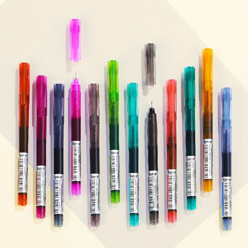 12 Colors High Quality Needle Type Gel Pens, Auto Liquid Ink, 0.5mm Tip, Quick Dryin, Smooth Writing, for Artist DIY Crafts Qme