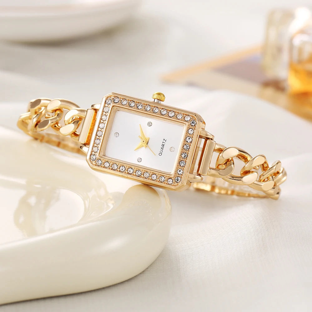New women's watch, niche fashion, vintage fashion, colorful temperament bracelet watch, square quartz bracelet watch Qme