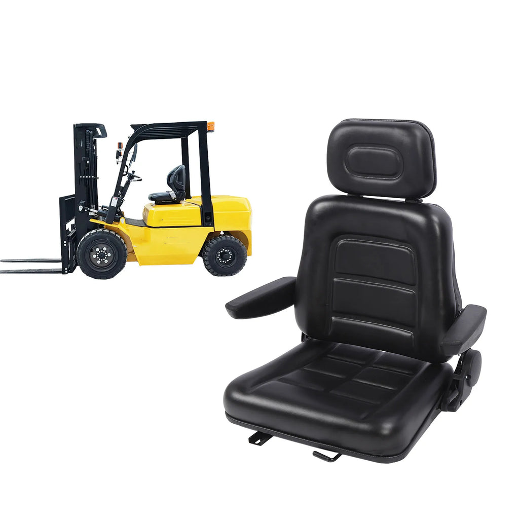 Forklift Seat Black Wear Resistant Lawn Mower Seat Ergonomic with Adjustment and Slide Rail for Excavator Loader Tractor Mower Qme