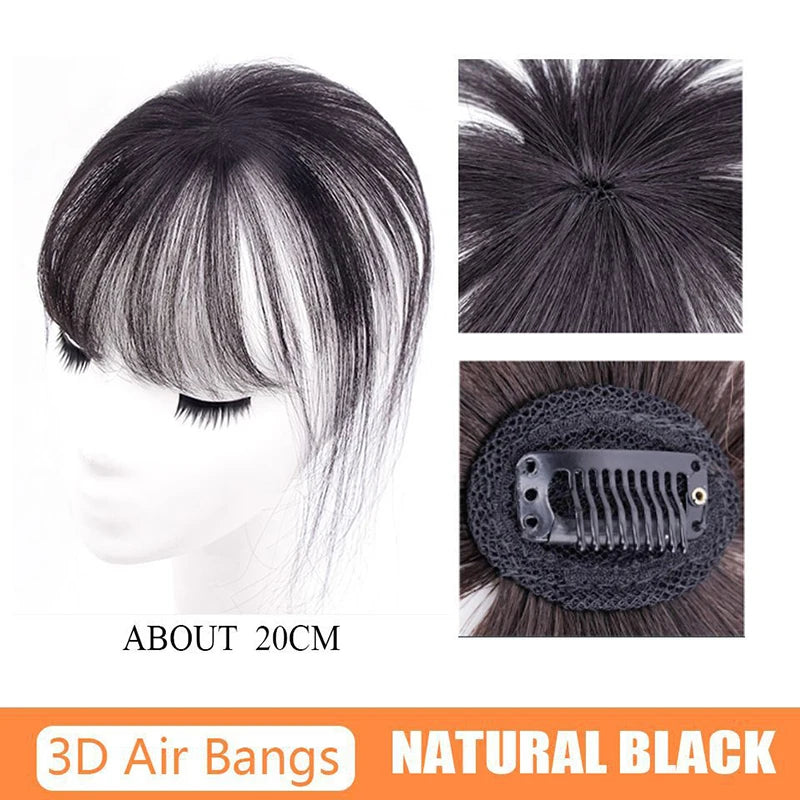 French Synthetic Fake Bangs Wig Hair Natural Hairpiece Extensions Qme Black