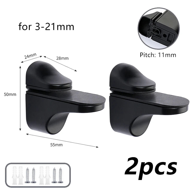 Wall Mount Floating Clip Anti-slip Support Shelves Partition Clamp Qme K839 Black