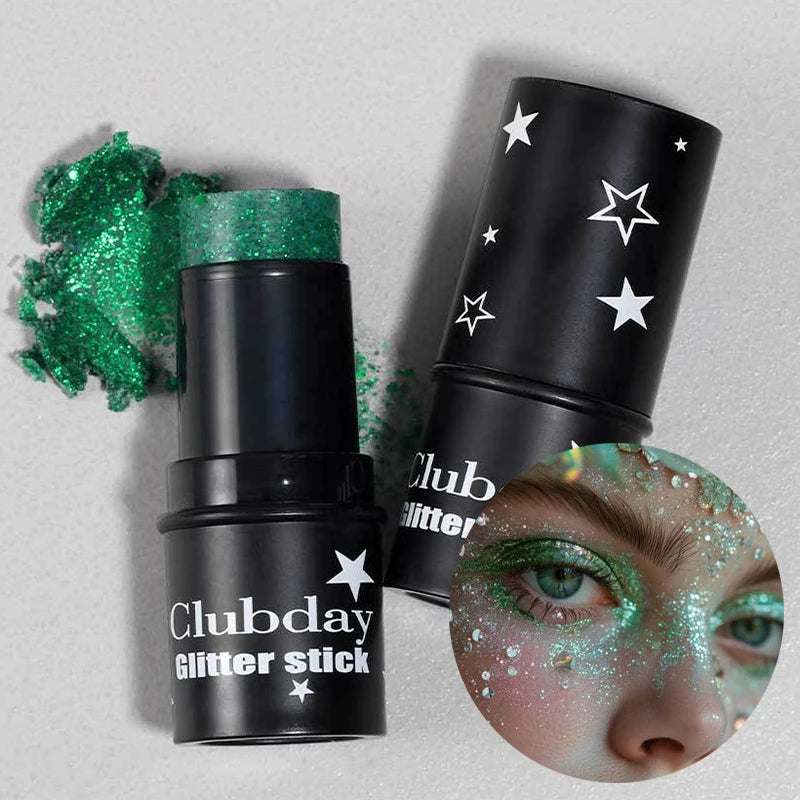 Purple Glitter Sequin Stick Multifunctional Face Lip Hair Body Sequins Eyeshadow Gel Music Festival Stage Makeup Decoration Tool Qme