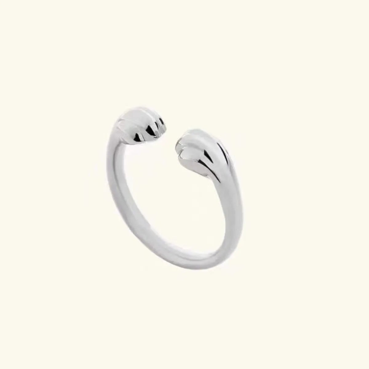 Personality New Solid Color Fashion Originality Cute Able and Creative New Style Cat and Puppy Paw Print Open Lovers Ring Gift Qme