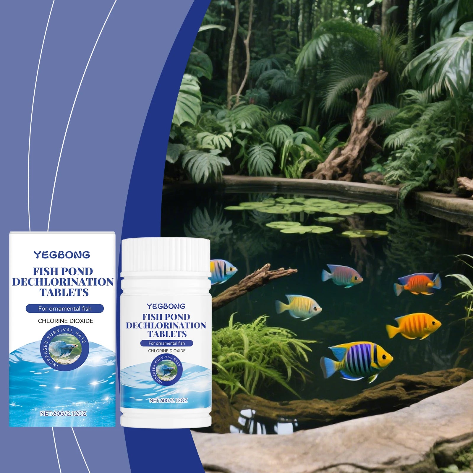 Yegbong Fish Pond Chemistry Fish Tank Treatment Chlorine Remove Sheet Aquarium Stain Cleaning Clear Water Maintenence Supplement Qme