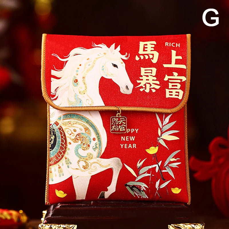2026 Year Horse Fabric Red Envelope Traditional Lucky Money Bag Qme G
