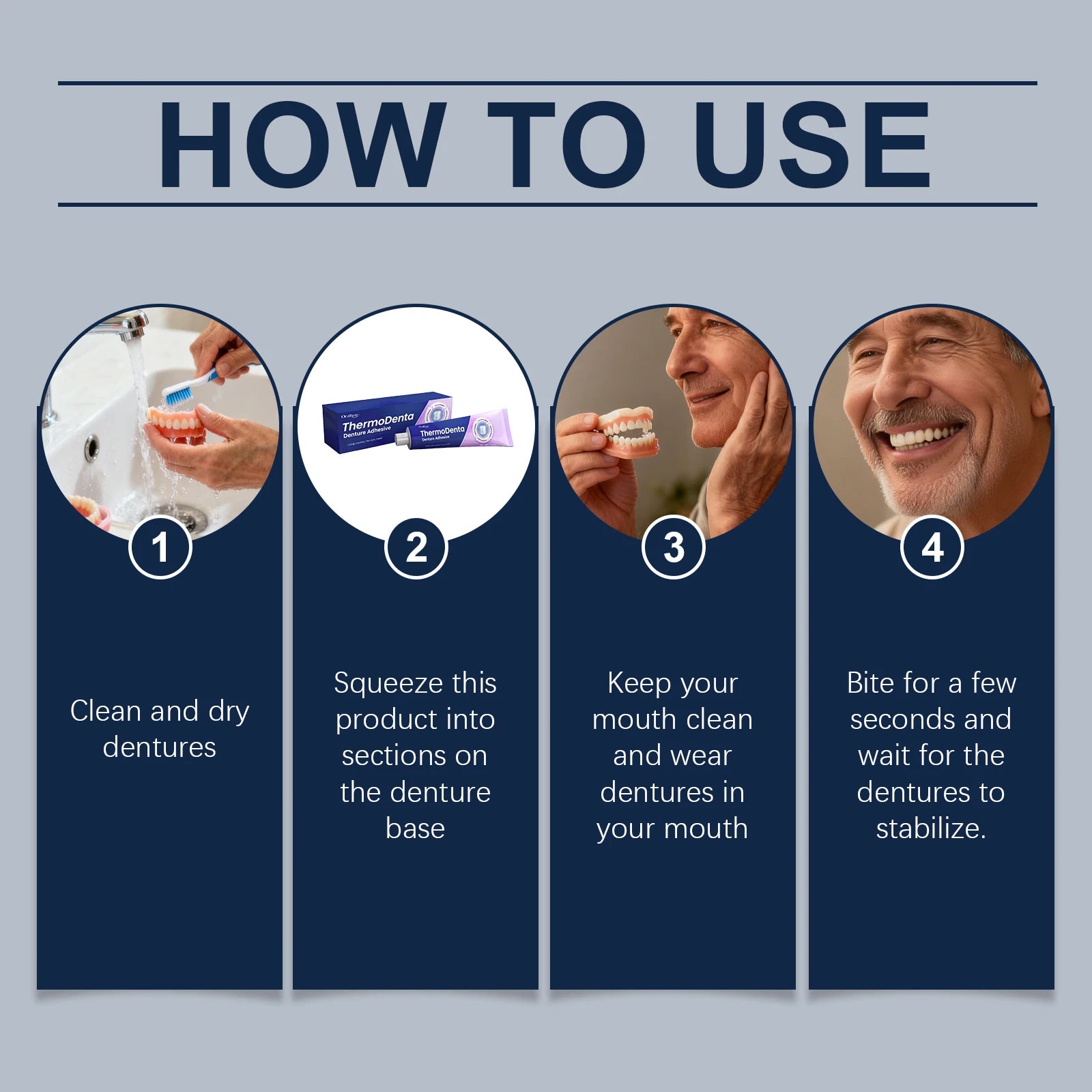 Oralhoe Thermoplastic Denture Adhesive Glue for Upper & Lower Denture Waterproof Chewing Comfortable Dentures Fixing Cream 40g Qme