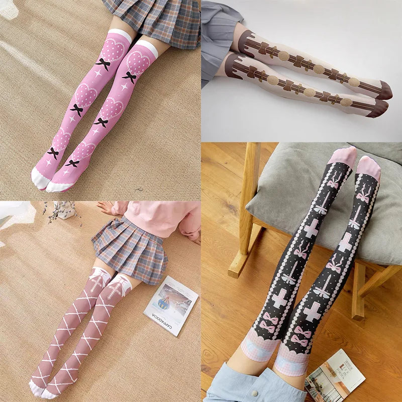 Girl Long Tube Sexy Cute Sweet Lolita Thigh Stockings Cartoon Knee Qme