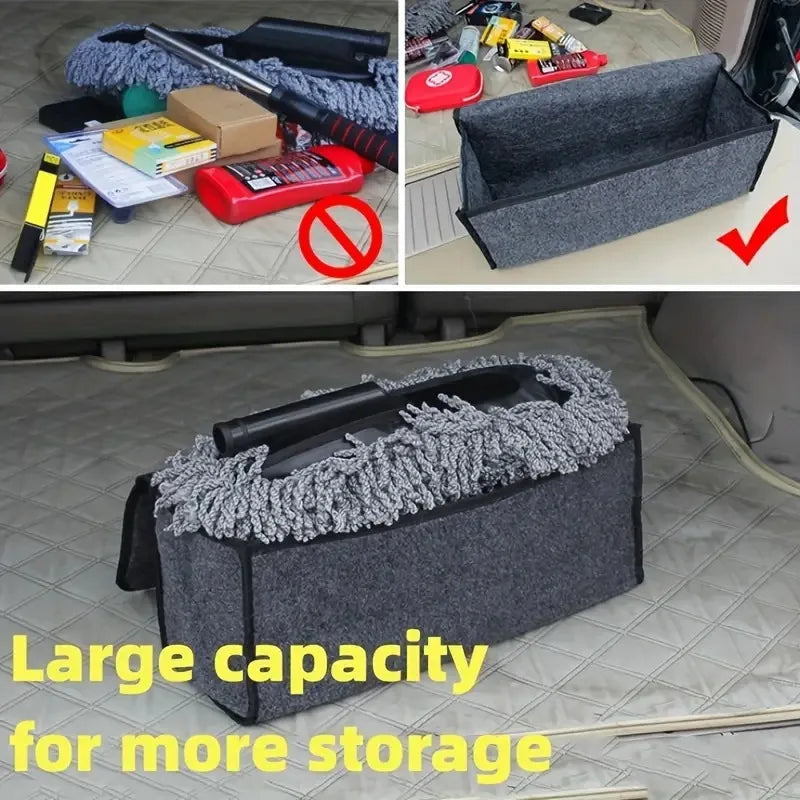 Foldable Car Trunk Organizer Bag Felt & Non-Woven Multi-Purpose Storage Pouch for Vehicle Rear Collapsible Cargo Bin Qme