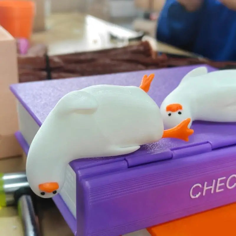 Cute Duck Decorative Bookend Non-slip Resin Book Holder Home Qme