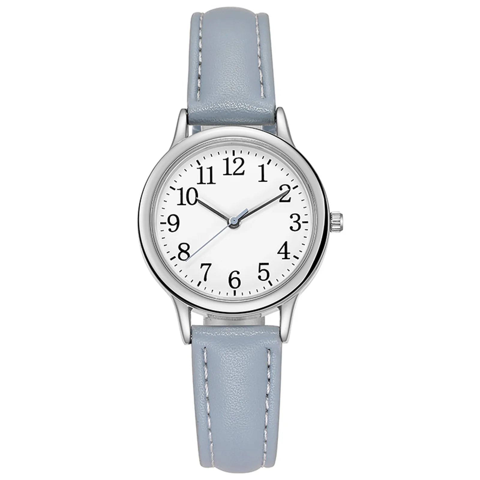 Leather Strap Movement Women Quartz Fine Watch Easy To Read Arabic Numerals Simple-Dial Fashion Minimalism Daily Versatile Watch Qme