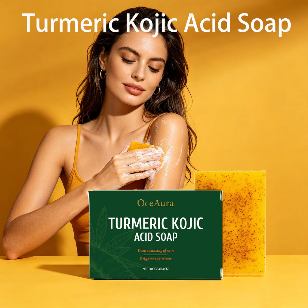 Oceaura Turmeric Kojic Acid Soap Deep Cleansing Skin Brightening Qme