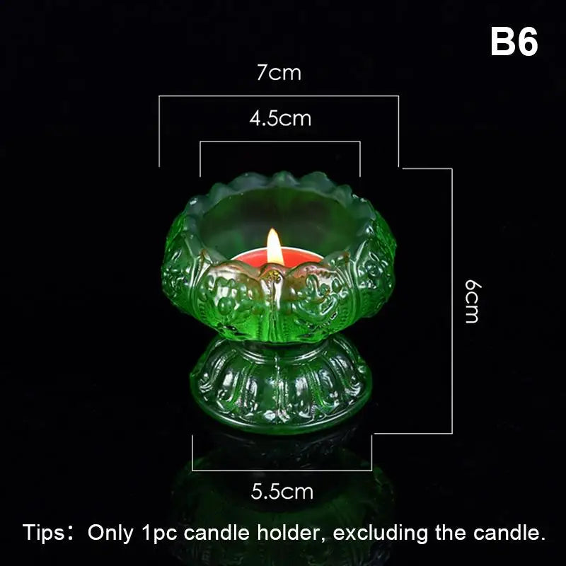 Glass Lotus Candle Holder Windproof Heat Resistant Suitable Use As Qme B6