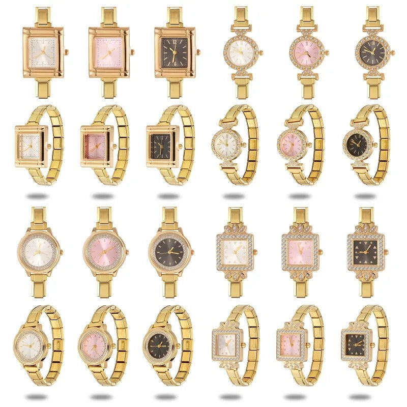 Bulk Wholesale Fashion Watch Women's Men DIY 9MM Width Italian Elastic Charm Stainless Watch Header Linker Bracelet Jewelry Gift Qme