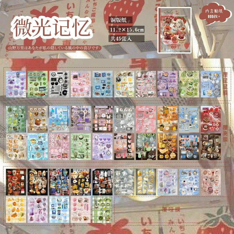 50 Sheets PET Die cut Stickers book Cute Cartoon Decorative handmade Scrapbooking Stickers Diary Japanese Stationery Supplies Qme C