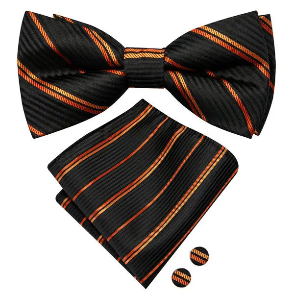 Mens Bow Tie Hanky Cufflinks Pre-tied Red White Pink Solid Floral Stripes Paisley Bowtie for Male Wedding Business Gift Qme LDLH2607