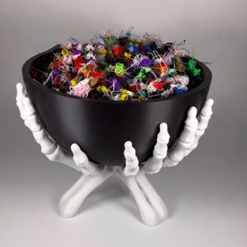 Multifunctional Halloween Candy Bowl Gothic Skeleton Hands Storage Qme