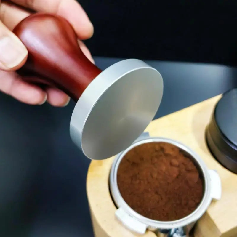 51mm 53mm Solid Wood Handle Coffee Tamper Flat Base Professional Espresso Press Barista Making Tool Qme