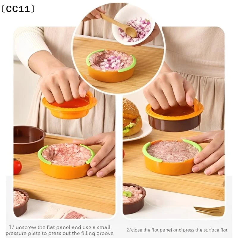 Round Hamburger Patty Making Tool Meat Press Combination Kitchen Qme