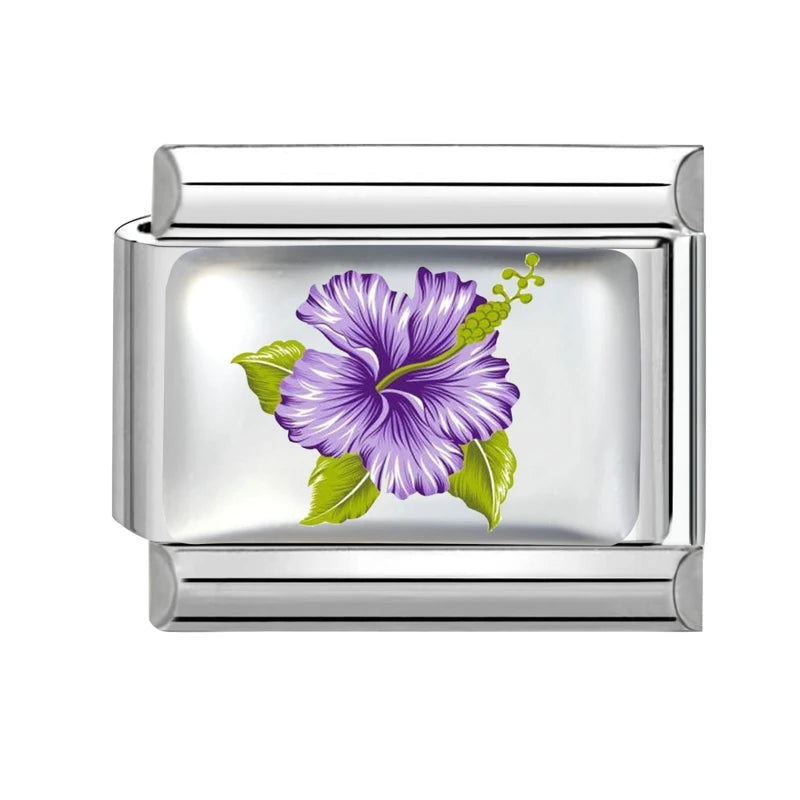 Fashion African Daisy Iris Peony Rose Flower Butterfly Italian Charm Fit 9MM Stainless Steel Bracelet Women Men DIY Jewelry Gift Qme Style 12