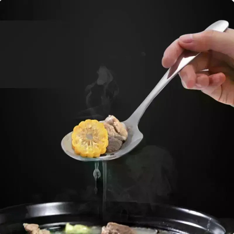 Household Public Serving Spoon Stainless Steel Soup Colander Spoon For Ice Cream Dinner Spoons Rice Salad Kitchen Tableware Qme