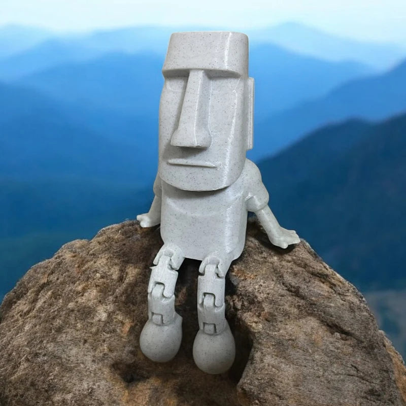 Island Moai Ornament Movable Joints Collectible Figurine Home Desk Qme