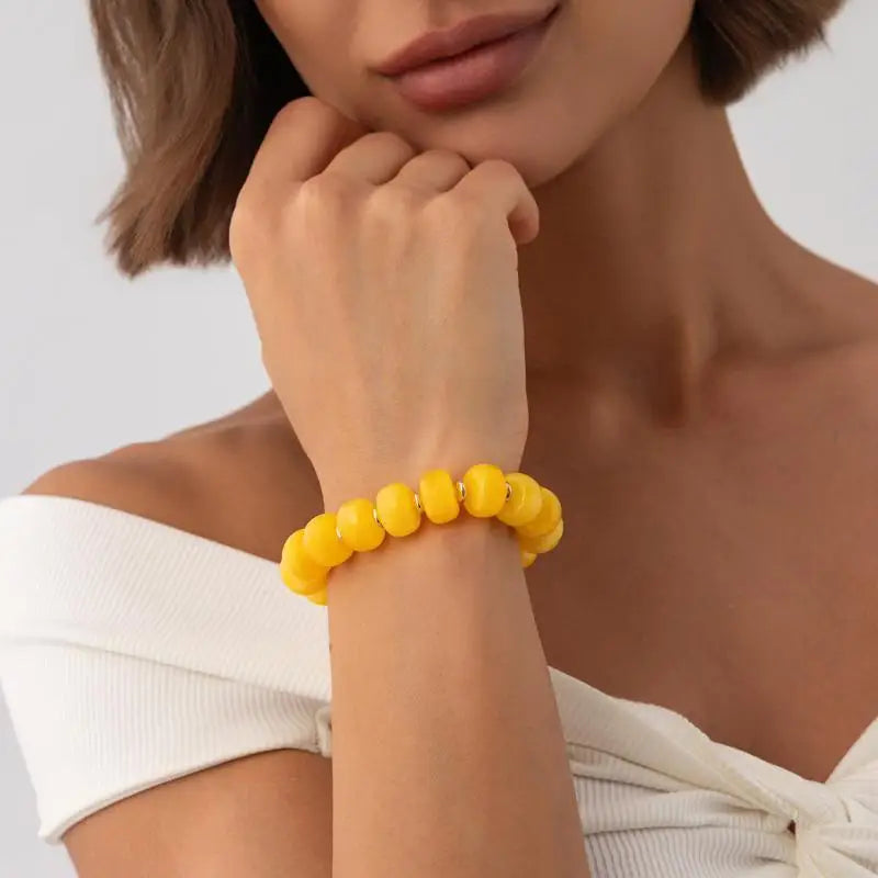 Y2K Colorful Smudging Resin Beads Chain Necklace For Women Trend Collares Vintage Clavicle Chain Party Jewelry Qme A22