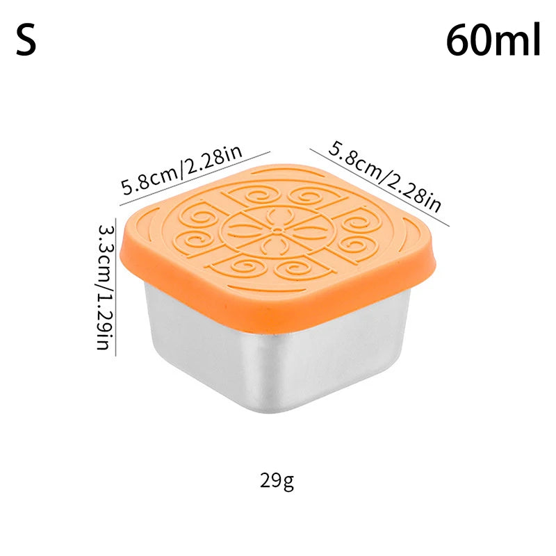 1 Stainless Steel Salad Box Snack Seasoning Container Silicone Lids Qme S Orange