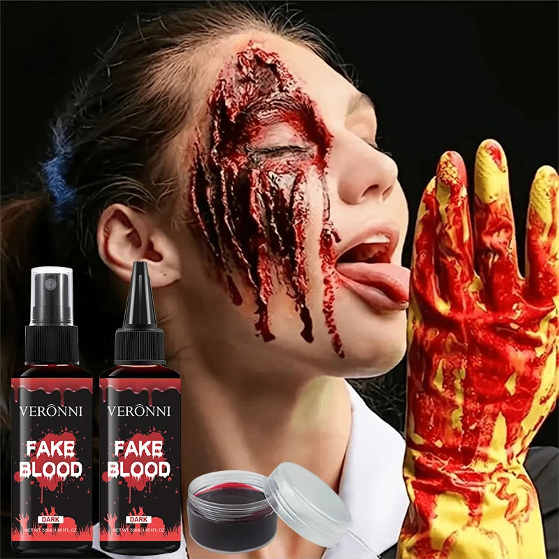 VERONNI 1 Fake Blood Makeup Dark Realistic Washable Artificial Spray Qme
