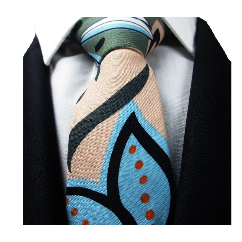 Slim Cotton Necktie Print Custom Classic Fashion Elegant Floral Qme color 1