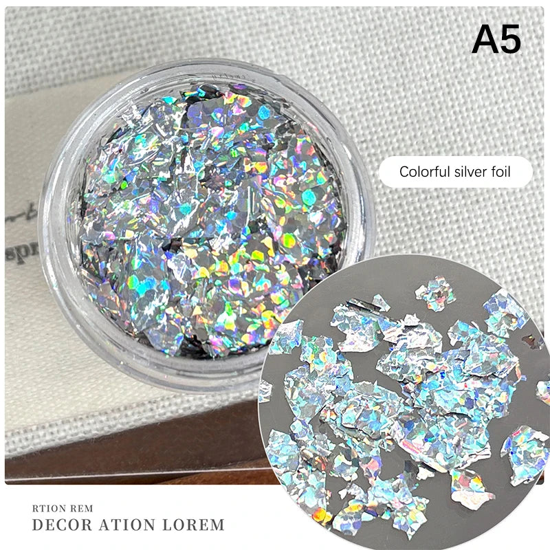 1Box Gold Foil Fragment Nail Glitter DIY Nails Sticker Art Qme A5