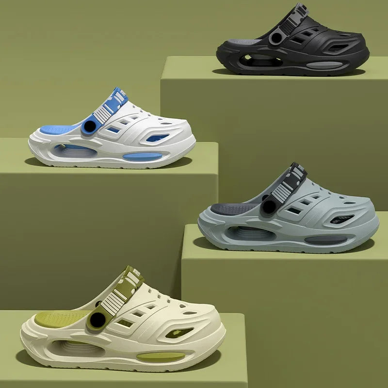 Men's Sandals Thick Bottom Anti-slip Headed Clog Shoes Soft Beach Qme