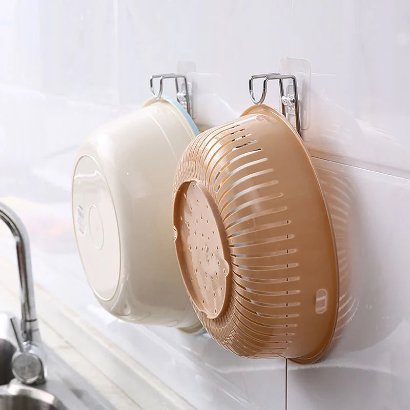 Save Space Organizer Wall Mount Hook Adhesive Storage Rack Punch-free Qme
