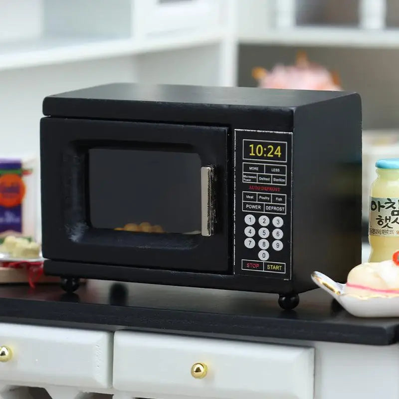 1 12 Doll House Accessories Dollhouse Miniature Black Microwave Oven Qme