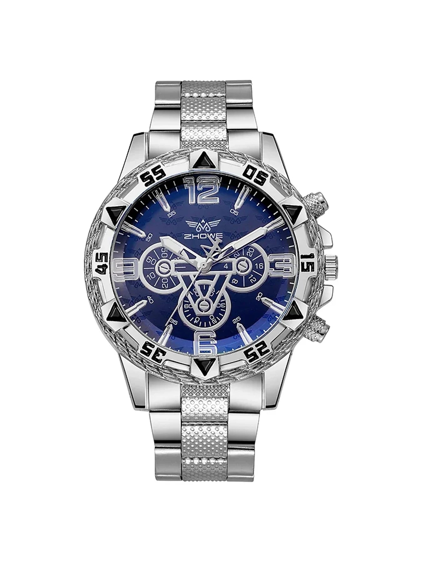 Large dial gold watch, blue light men's watch, men's watch, steel strap quartz watch Qme Bronze
