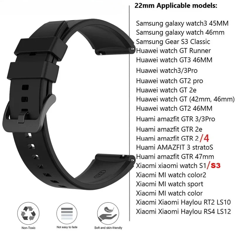 22mm Watch Band For Xiaomi Watch s1/s1 Active Strap Replacement Strap For Xiaomi Mi Watch Color Watchbands For Mi Watch Color 2 Qme