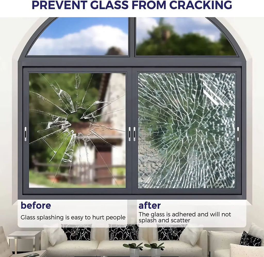 2-Mil Safety Window Film Explosion-Proof Film Transparent Self-Adhesive Safety Window Film Suitable For Home Glass Protection. Qme