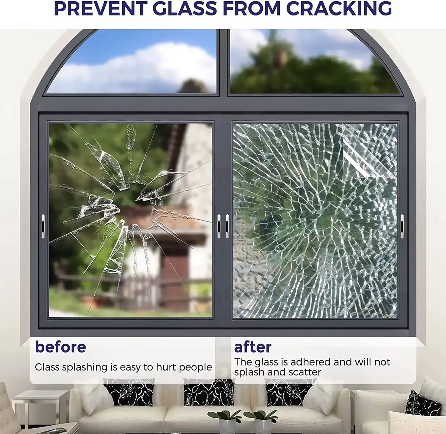 2-Mil Safety Window Film Explosion-Proof Film Transparent Self-Adhesive Safety Window Film Suitable For Home Glass Protection. Qme