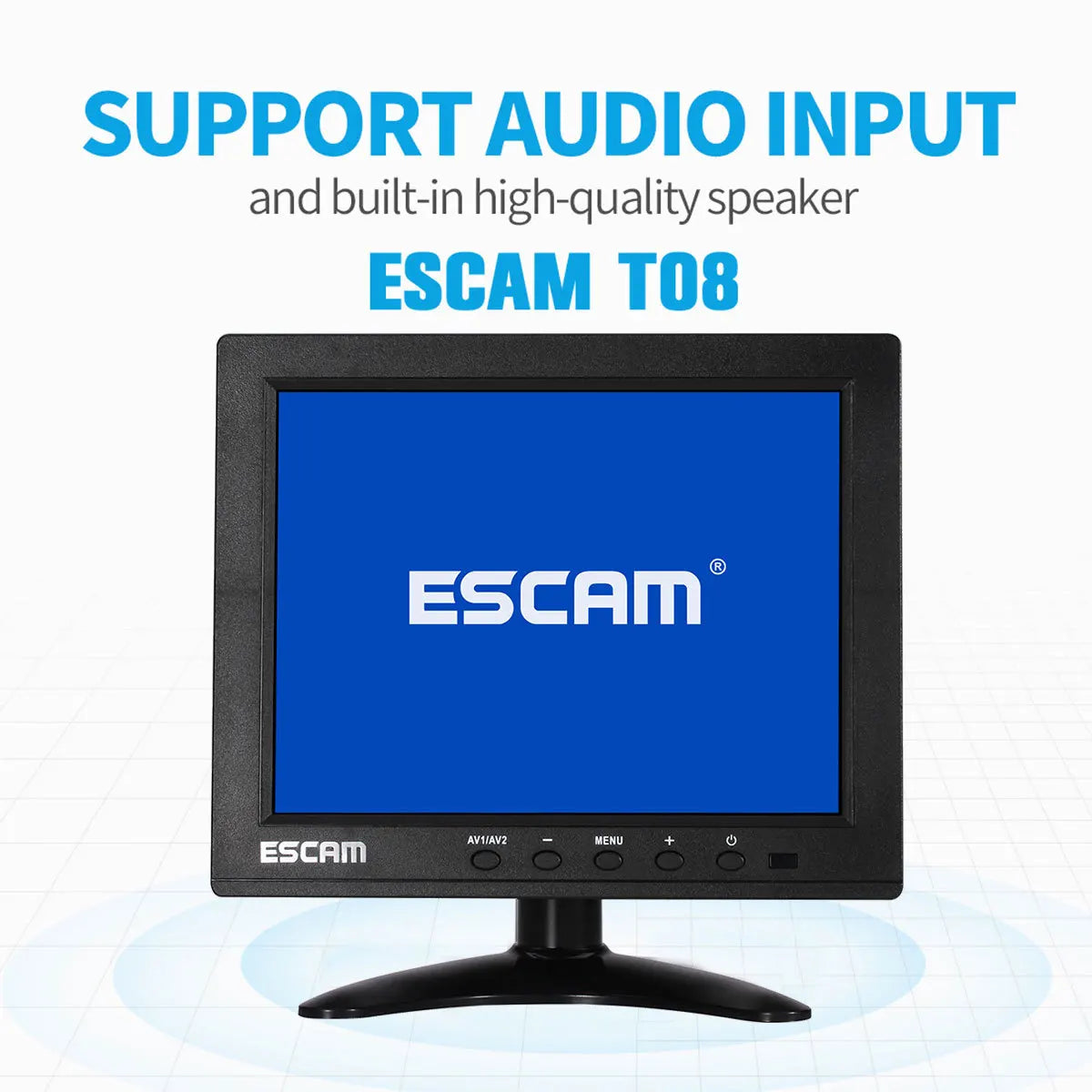 ESCAM T08 8inch TFT LCD 1024x768 CCTV Monitor with VGA HDMI-compatible AV BNC USB for PC CCTV Security Camera Qme EU PLUG United States