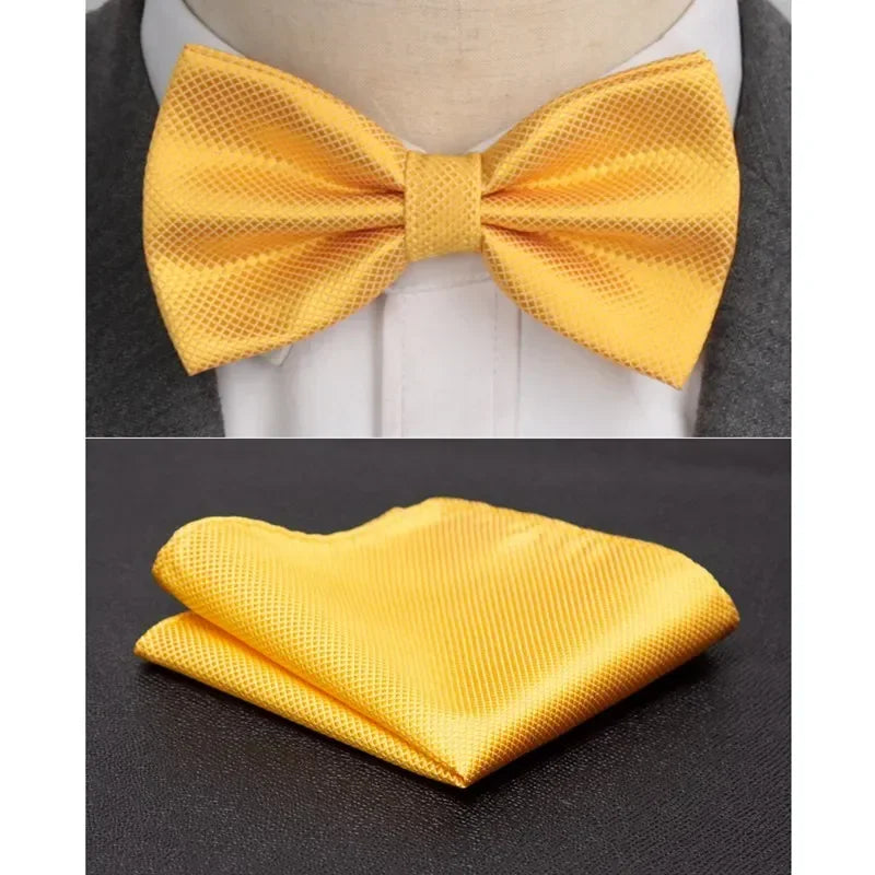 Men Bowtie Cravat Set Solid Fashion Butterfly Party Wedding Bow Ties Girls Formal Dress Tie Mens Bowknot Fashion Accessories Qme Gold