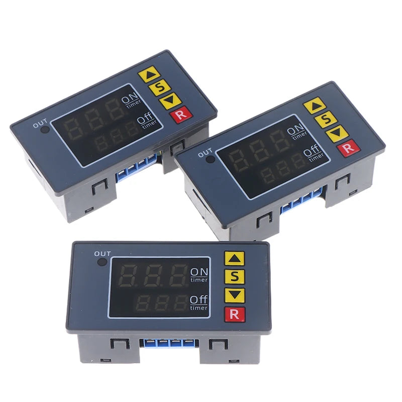 Cyclic Dual-display Timing Relay T3231 DC12V 24V AC110-220V Red Blue Qme
