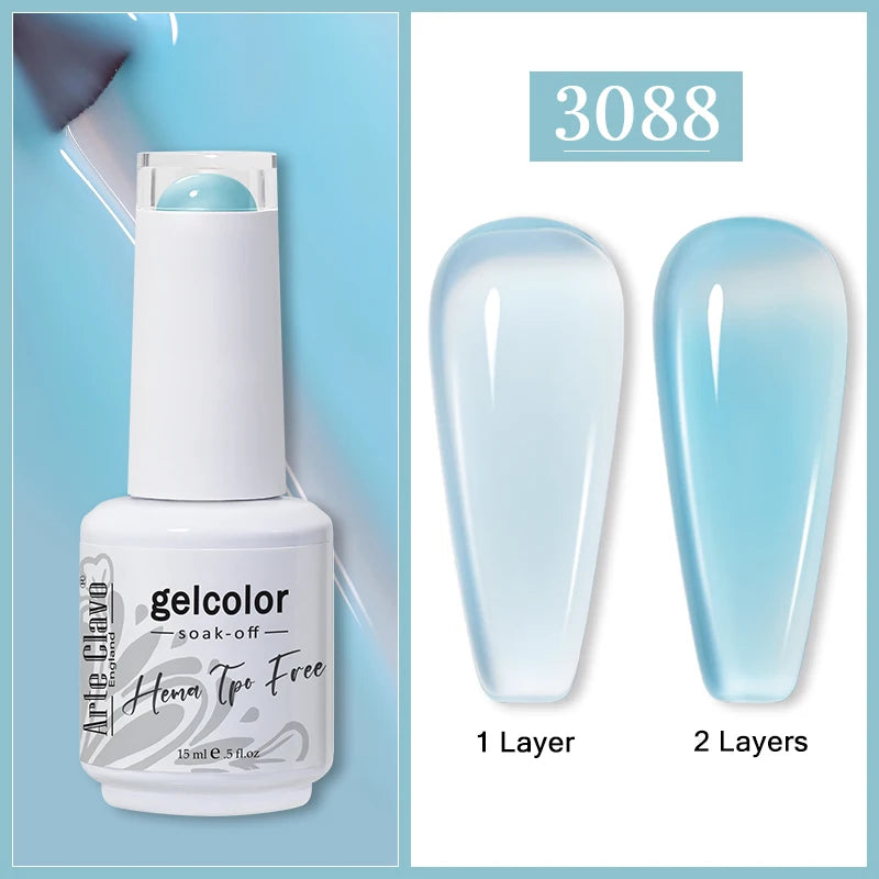 Arte Clavo Jelly Transparent Gel Nail Polish Summer Nude Pink Semi